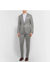 Brunello Cucinelli Grey Herringbone Virgin Wool And Cashmere Blend Suit Jacket
