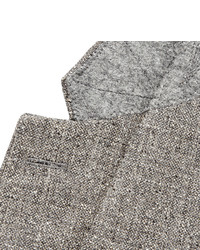 Burberry London Grey Slim Fit Silk Linen And Wool Blend Tweed Blazer
