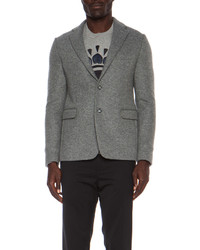 Kenzo Milano Wool Blend Blazer With Contrast Elbow Patches