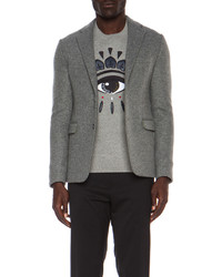 Kenzo Milano Wool Blend Blazer With Contrast Elbow Patches