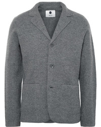 Nn07 Grey Wallace Slim Fit Boiled Wool Blazer