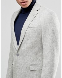 Asos Skinny Blazer In Gray 100% Wool