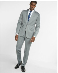 Express Slim Gray Wool Blend Oxford Suit Jacket