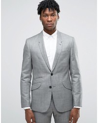 Asos Slim Suit Jacket In Gray 100% Wool