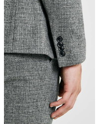 Topman Grey Textured Wool Blend Skinny Fit Suit Jacket