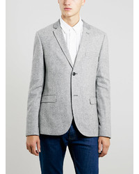 Topman Grey Wool Blend Skinny Fit Blazer
