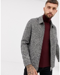 ASOS DESIGN Wool Mix Zip Through Jacket In Grey Check