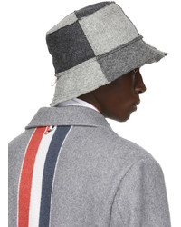 Thom Browne Grey Shetland Wool Quarter Split Bucket Hat