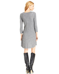 Ny Collection Cable Knit Fit Flare Sweater Dress