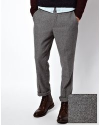 Asos Slim Fit Smart Pants In Wool Mix Gray
