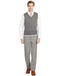 Brooks Brothers Grey Donegal Tweed Tab Trousers