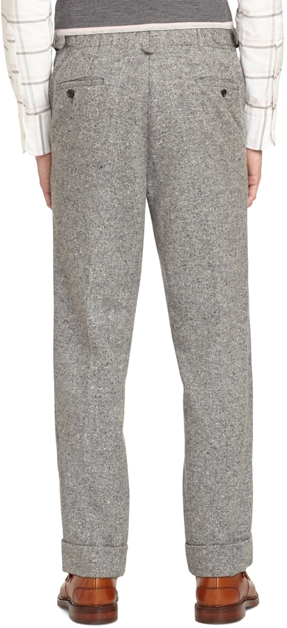 Brooks Brothers Grey Donegal Tweed Tab Trousers, $450 | Brooks Brothers | Lookastic