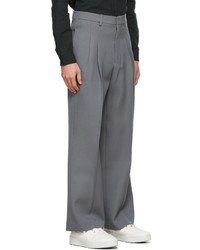 AMI Alexandre Mattiussi Grey Pleated Large Trousers