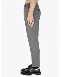 Ami Grey Slim Fit Wool Trousers