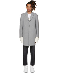 MSGM Grey Neoprene Wool Coat