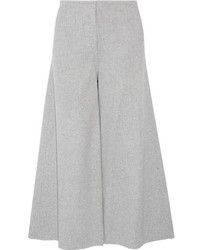 Theory Henriet Cropped Brushed Wool And Cashmere Blend Wide Leg Pants Gray