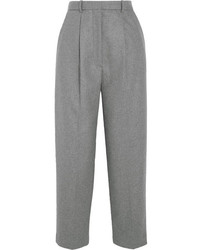 Acne Studios Milli Cropped Wool Blend Wide Leg Pants Light Gray