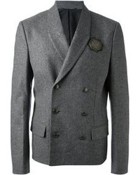 Grey Wool Double Breasted Blazer