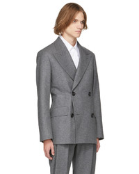 Alexander McQueen Grey Wool Felt Tailored Double Breasted Blazer