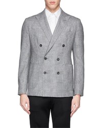 Nobrand Pure New Wool Glen Plaid Double Breasted Blazer