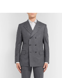 Kingsman Rocketman Grey Double Breasted Wool Flannel Suit Jacket