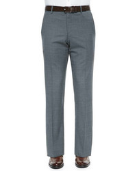 Hugo Boss Boss Flat Front Wool Trousers Mid Gray