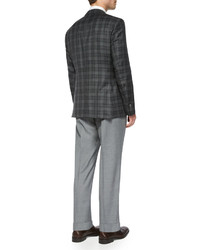 Boss Hugo Boss Solid Slim Fit Wool Trousers Light Gray