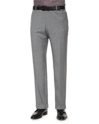 Boss Hugo Boss Solid Slim Fit Wool Trousers Light Gray