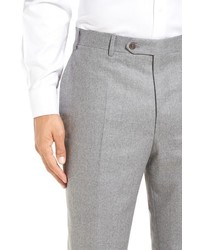 Canali Flat Front Solid Wool Trousers
