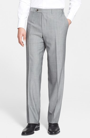 Canali Flat Front Tropical Wool Trousers, $455 | Nordstrom | Lookastic