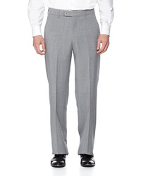 Neiman Marcus Flat Front Wool Pants Pearl Gray