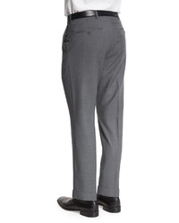 Ralph Lauren Flat Front Wool Trousers Light Gray