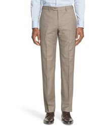 Armani Collezioni G Line Trim Fit Flat Front Solid Wool Trousers