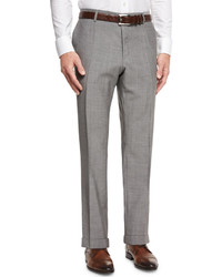 BOSS Genesis Wool Flat Front Tapered Trousers Gray