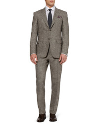 Canali Grey Tapered Wool Blend Suit Trousers