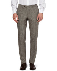 Canali Grey Tapered Wool Blend Suit Trousers