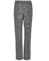 Rosie Assoulin Houndstooth Wool Tailored Oboe Pants With Pearl Button Detail