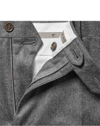Canali Light Grey Firenze Slim Fit Super 120s Wool Trousers
