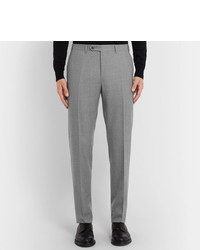 Canali Light Grey Slim Fit Super 120s Wool Suit Trousers