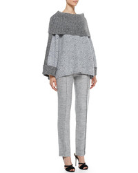 Carolina Herrera Melange Tweed Trousers Light Gray