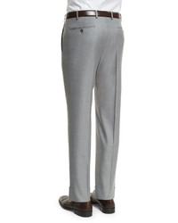 Zanella Parker Flat Front Wool Trousers Light Gray