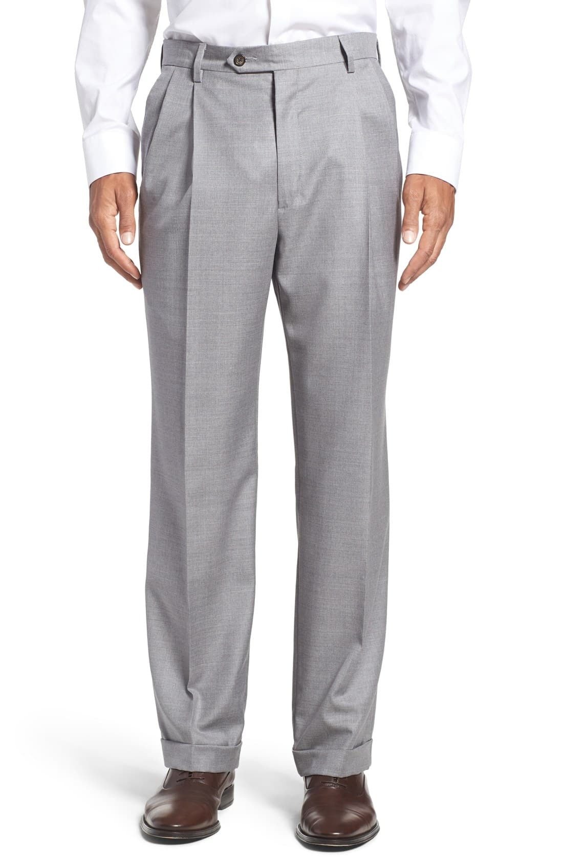 Berle Pleated Solid Wool Trousers, $225 | Nordstrom | Lookastic