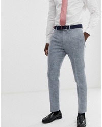ASOS DESIGN Slim Suit Trousers In 100% Wool Harris Tweed In Grey