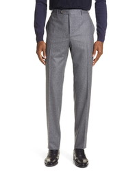 Canali Solid Flannel Wool Dress Pants