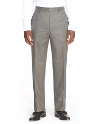Canali Solid Wool Trousers In Grey At Nordstrom