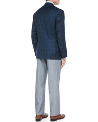 Isaia Solid Woollinen Trousers Gray