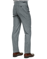 Isaia Wool Flannel Trousers Gray