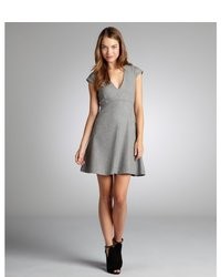 French Connection Light Grey Melange Luna Wool Blended Flared Stretch Dress
