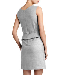 Armani Collezioni Stretch Trapunto Belt Detail Dress Gray