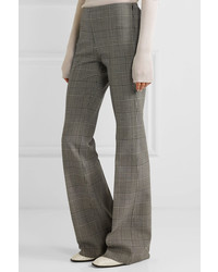 Theory Demitria Prince Of Wales Checked Stretch Wool Flared Pants Gray
